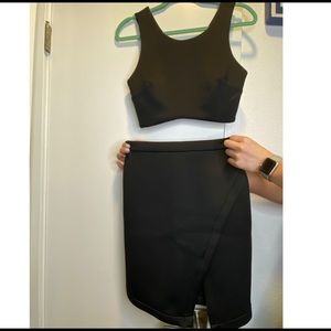 Black Crop Top and Skirt 2 piece matching outfit